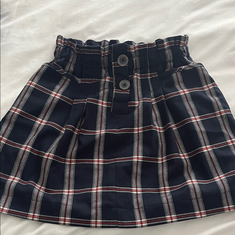 Zara Kids Navy Plaid Skirt